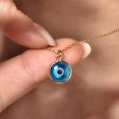 14 Ayar Altın Kaplama Göz Boncuğu Kolye - CNS00621 thumbnail 3