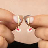 Vaoov 925 Ayar Gümüş Mineli Beyaz Kuğu Çocuk Küpe thumbnail 2