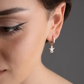 Vaoov 925 Ayar Gümüş Beyaz Mineli Melek Küpe thumbnail 1