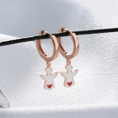 Vaoov 925 Ayar Gümüş Beyaz Mineli Melek Küpe thumbnail 5