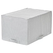 IKEA STUK 34x51x28 Cm Giysi Çarşaf Nevresim Saklama Kutusu Bohça Hurç Beyaz-grı Renk - 1