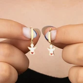 Vaoov 925 Ayar Gümüş Beyaz Mineli Melek Küpe thumbnail 2