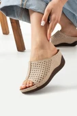 Albishoes Nicky Kadın Kalın Taban Yumuşak 6 CM Gizli Dolgu Topuk Anne Kadın Ev Terlik Günlük Terlik - 3