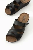 Albishoes Lisbon Kadın Cırtlı Çapraz Desenli Yumuşak Rahat Gün Boyu Konfor Günlük Kadın Terlik - 5