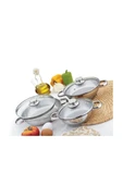 Gülsan Dide 6 Parça Paslanmaz Çelik Omlet Set CAM Kapak 16-18-20cm - 2