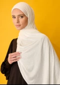 Tesettür Şal - Beyaz Jarsey thumbnail 4