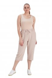 Fierte Kadın Büyük Beden Kapri Rg1611 Elastik Bel Diz Altı Spor Cep - 2