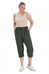 Fierte Kadın Büyük Beden Kapri Rg1611 Elastik Bel Diz Altı Spor Cep - 7