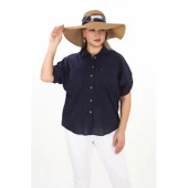 %100 Cotton Yazlık Organik Büyük Beden Kadın Gömlek - 1
