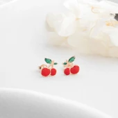 Vaoov 925 Ayar Gümüş Mineli Kiraz Küpe thumbnail 2