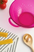 Akrilik Pembe Makarna Süzgeçi & Sebze Meyve Süzgeçi - 5