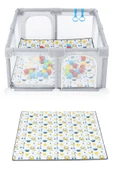Playard Maxi Güvenli Bebek Ve Çocuk Oyun Alanı Oyun Parkı 150x150cm Oyun Matı Ve Topları - 6