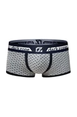 Erkek Siyah Biyeli Desenli Gri Kısa Boxer 3213 - 1