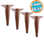 Mobilya Kanepe Sehpa Puf Koltuk Ayağı 24 cm Kahverengi Ahşap Desenli Baza Ayak 4 Adet thumbnail 1