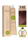 Renna Bitkisel Amonyaksız Saç Boyası 60 Ml 5-65 Çilek Kırmızısı Oksidan Hediyeli - 1