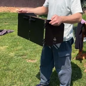 Kamp Ayısı® WindShield™ Mat Siyah Katlanır 1mm Menteşeli Metal Rüzgarlık - Özel Çantalı - 6