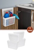 2 Adet Dolap İçi Asılabilir Düzenleyici, Mutfak Banyo Dolap Kapağı Sepet Poşetlik Askılık Organizer thumbnail 1