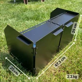 Kamp Ayısı® WindShield™ Mat Siyah Katlanır 1mm Menteşeli Metal Rüzgarlık - Özel Çantalı - 3