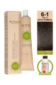 Renna Bitkisel Amonyaksız Saç Boyası 60 Ml 6-1 Küllü Koyu Kumral Oksidan Hediyeli thumbnail 1