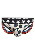 Erkek Arkası Açık Uzay Desenli Beyaz Jockstrap 6755 - 1