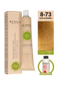 Renna Bitkisel Amonyaksız Saç Boyası 60 Ml 8-73 Açık Karamel Oksidan Hediyeli - 1