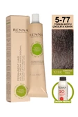 Renna Bitkisel Amonyaksız Saç Boyası 60 Ml 5-77 Yoğun Koyu Çikolata Kahve Oksidan Hediyeli - 1