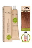 Renna Bitkisel Amonyaksız Saç Boyası 60 Ml 6-35 Koyu Kumral Dore Akaju Oksidan Hediyeli - 1