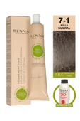 Renna Bitkisel Amonyaksız Saç Boyası 60 Ml 7-1 Küllü Kumral Oksidan Hediyeli - 1