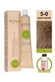 Renna Bitkisel Amonyaksız Saç Boyası 60 Ml 5-0 Açık Kahve Oksidan Hediyeli thumbnail 1