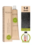 Renna Bitkisel Amonyaksız Saç Boyası 60 Ml 1-0 Siyah Oksidan Hediyeli thumbnail 1