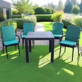 LÜKS ARKALIKLI SANDALYE MİNDERİ 4LÜ 4CM SÜNGERLİ YEŞİL - 2