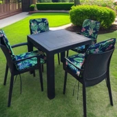 LÜKS ARKALIKLI SANDALYE MİNDERİ 4LÜ 4CM SÜNGERLİ YEŞİL YAPRAK - 3