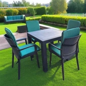 LÜKS ARKALIKLI SANDALYE MİNDERİ 4LÜ 4CM SÜNGERLİ YEŞİL - 1