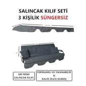 3 Kişilik Lüks Salıncak Kılıf Seti Süngersiz Siz Gri Desenli 164x47 - 1