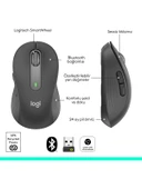Logitech Signature M650 Büyük Boy Sağ El Için Sessiz Kablosuz Mouse - Siyah - 3