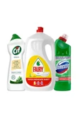 Fairy Sıvı Bulaşık Deterjanı 2600 ml + Domestos Çamaşır Suyu 750 ml + Cif Krem 750ml thumbnail 1