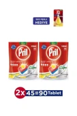 Bulaşık Makinesi Deterjanı 45 Tablet 2'li Paket + Makine Kokusu Hediye - 1