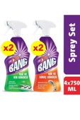 Banyo ve Mutfak Temizleyici Yağ Çözücü ve Kireç Sökücü Sprey Set x2 (4x750 ml) - 1