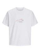 Jack Jones Manchester Scrıpt Loose Fit Erkek Tişört 12273373 - 1