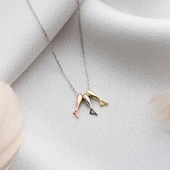 Vaoov 925 Ayar Gümüş Üç Renkli Balık Kolye thumbnail 3