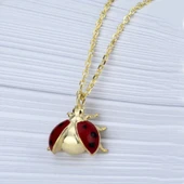 Vaoov 925 Ayar Gümüş Mineli Uğurböceği Kolye thumbnail 3