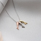 Vaoov 925 Ayar Gümüş Üç Renkli Balık Kolye thumbnail 5