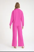 Günlük Fuşya Keten İkili Takım Alt Üst - 3
