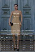 Kruvaze Yaka Payetli Midi Elbise 6031-Gold thumbnail 6
