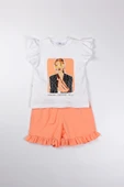 Kız Çocuk Kemerli Penye Şort Tshirt Takım - 1