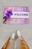 Dijital Baskı Dekoratif Welcome Lila Kapı Önü Paspası K-1254 - 1