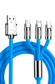 Derin Stok®Kutulu  3 Şarj Aleti 1 Arada Çinko Alaşım Hızlı Şarj Kablosu Mavi 3 in 1 - 6