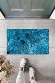 Dekoratif Dijital Baskı Mavi Batik Dış Mekan Paspas K-2095 - 1