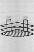 Derin Stok® Kendiliğinden Yapışkanlı Montaj Gerektirmeyen Tek Katlı Banyo Askı Köşe Şampuanlık Siyah - 8