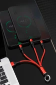 Derin Stok® Işıklı Anahtarlık Model 3 in 1 USB Çıkışlı MİKRO,TYPE-C ve İphone Uyumlu Şarj Kablosu - 9